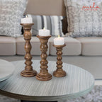 Farmhouse Grey Pillar Candle — Set of 3 - View 7