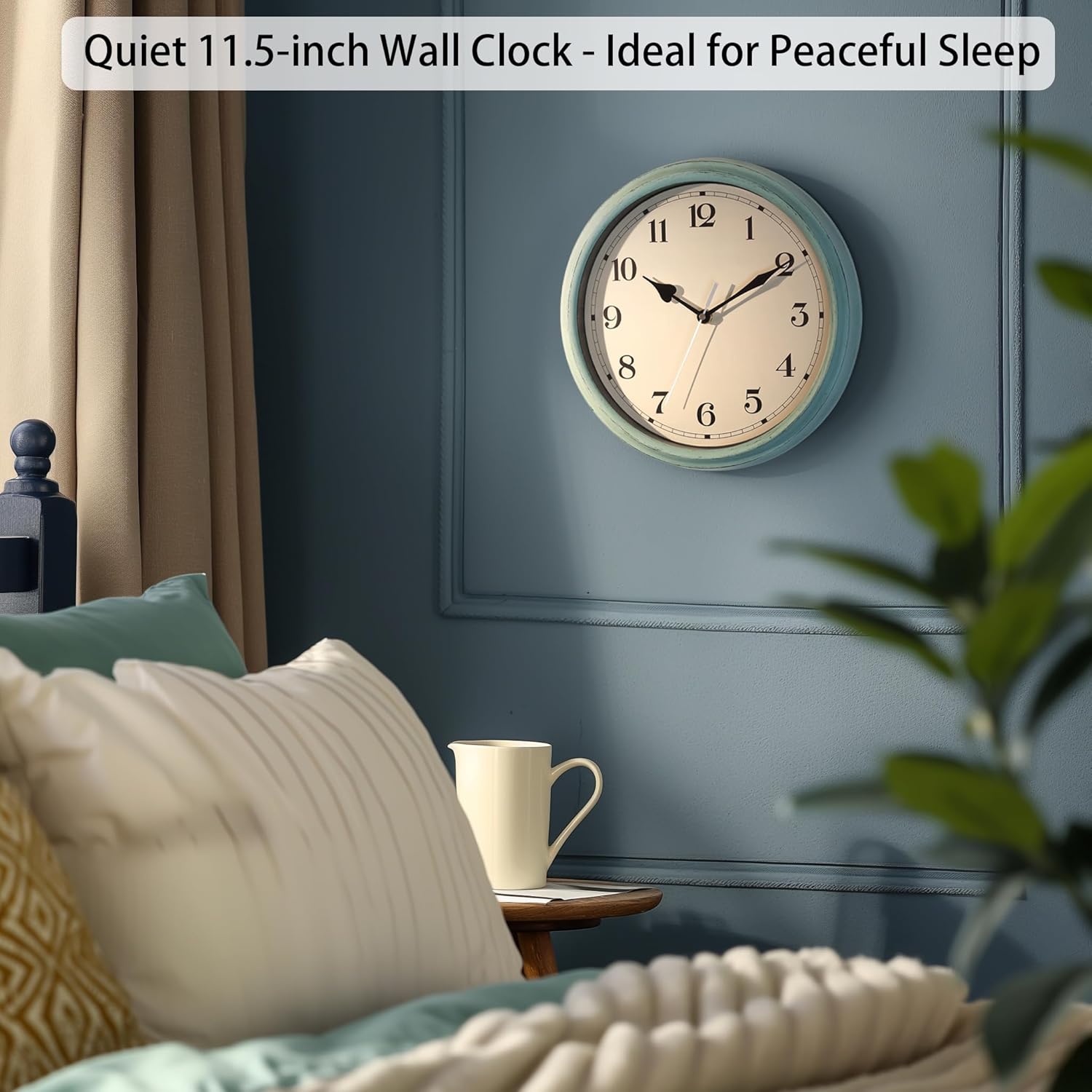 Battery Operated Farmhouse Blue Wall Clock — 11" - View 3