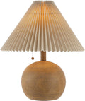 Linen Mid-Century Beige Table Lamp — 17.25" — 17.25 " H x 14.5 " W x 14.5 " D