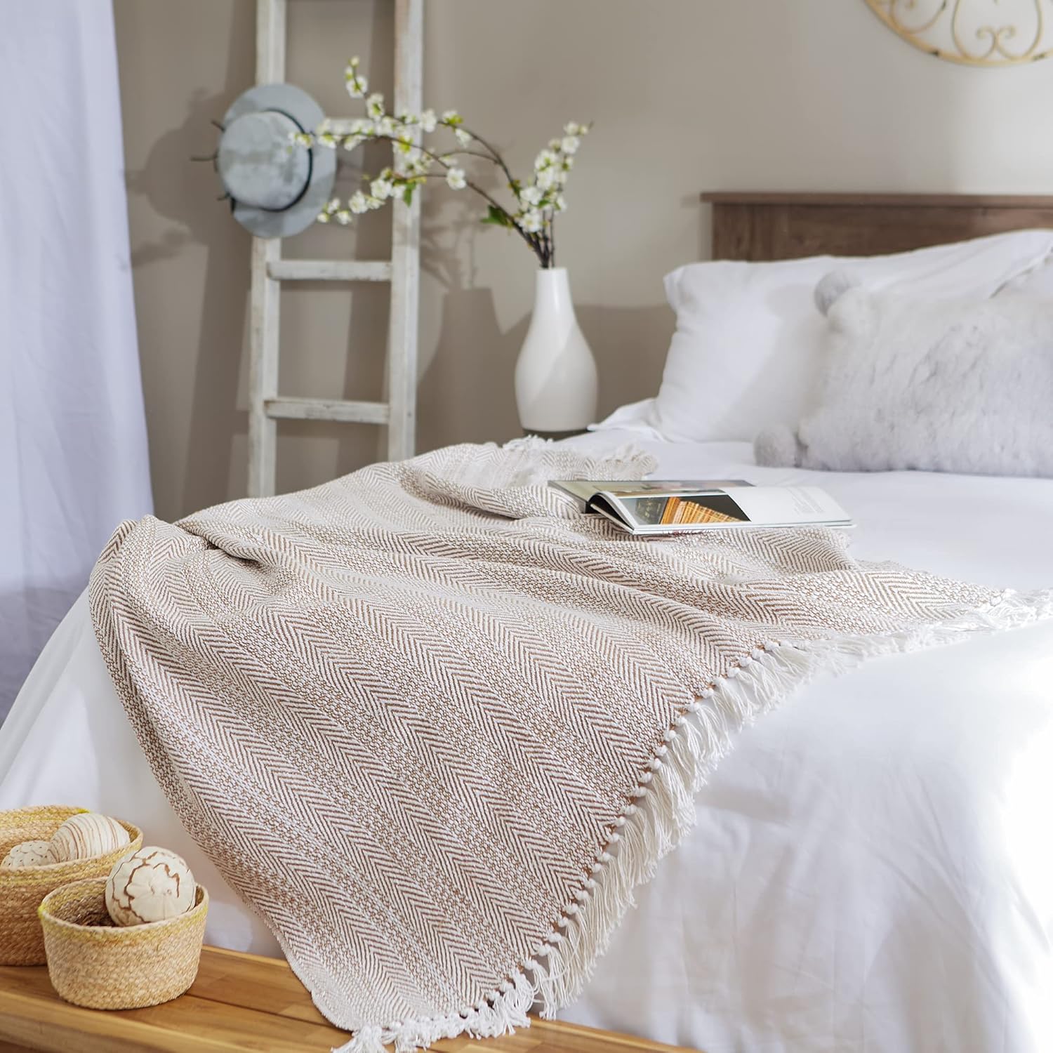 Beige Throw Pillow — 60" - View 4