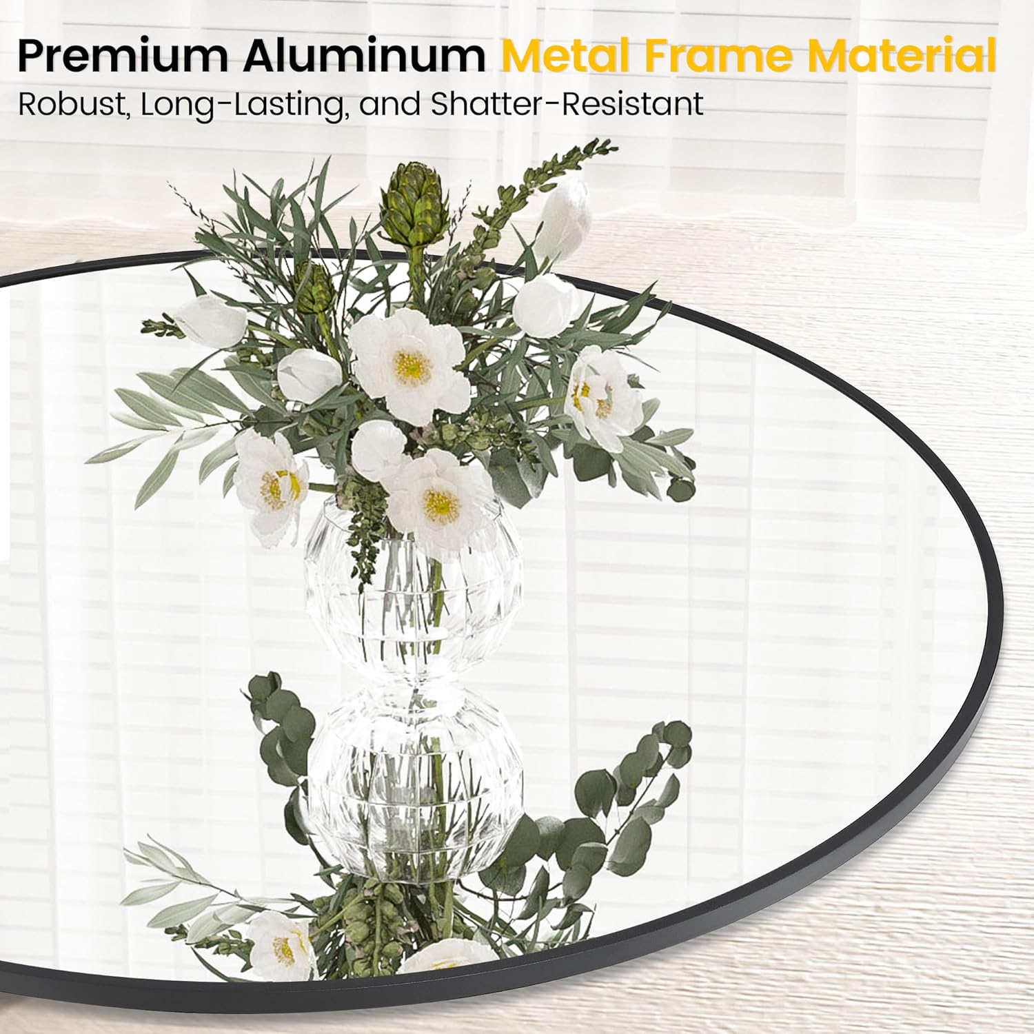 Round Farmhouse Black Wall Mirror — 36" - View 5