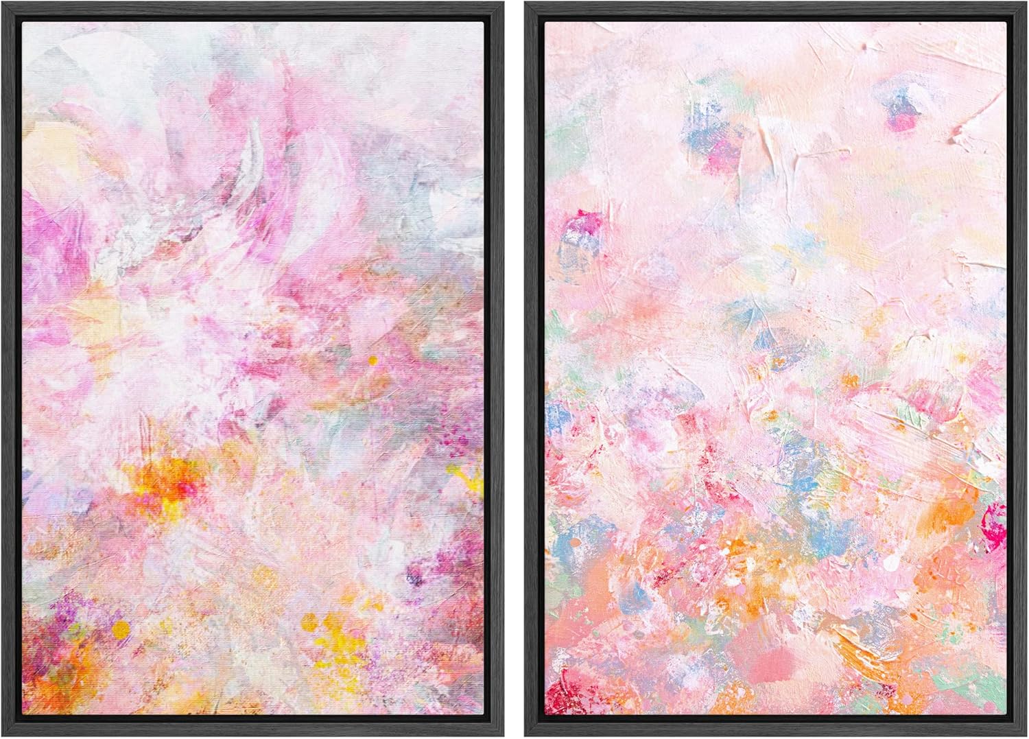 Framed Modern Fabric Wall Art — 24" — 16"x24"x2 Panels Black