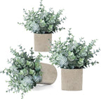 Farmhouse Green Faux Plant — 3 Pack Eucalyptus - Dark Green