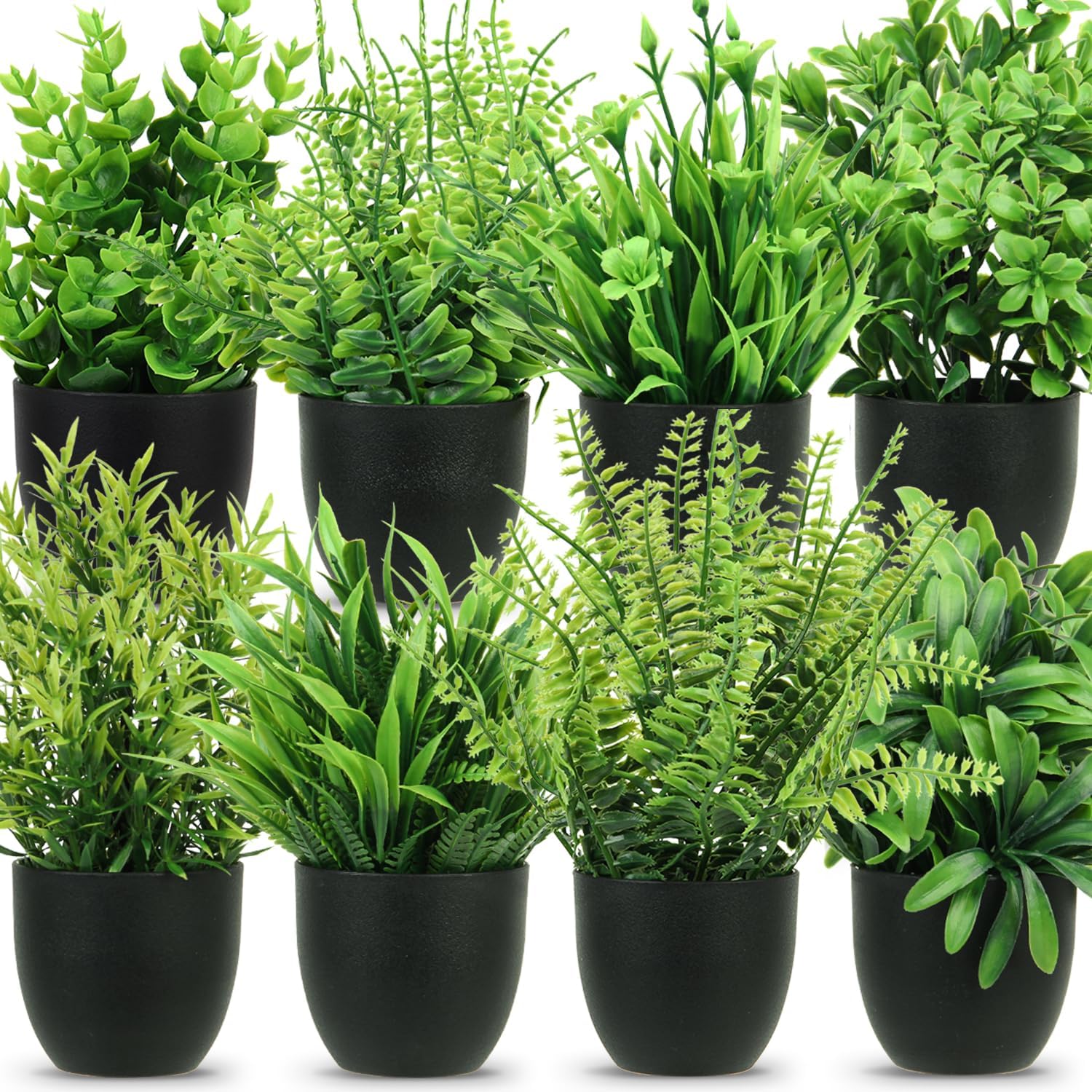 Black Artificial Plant — 8pcs Eucalyptus Black Potted Plant