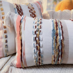 Chenille Boho Blue Throw Pillow Cover — 36" - View 3