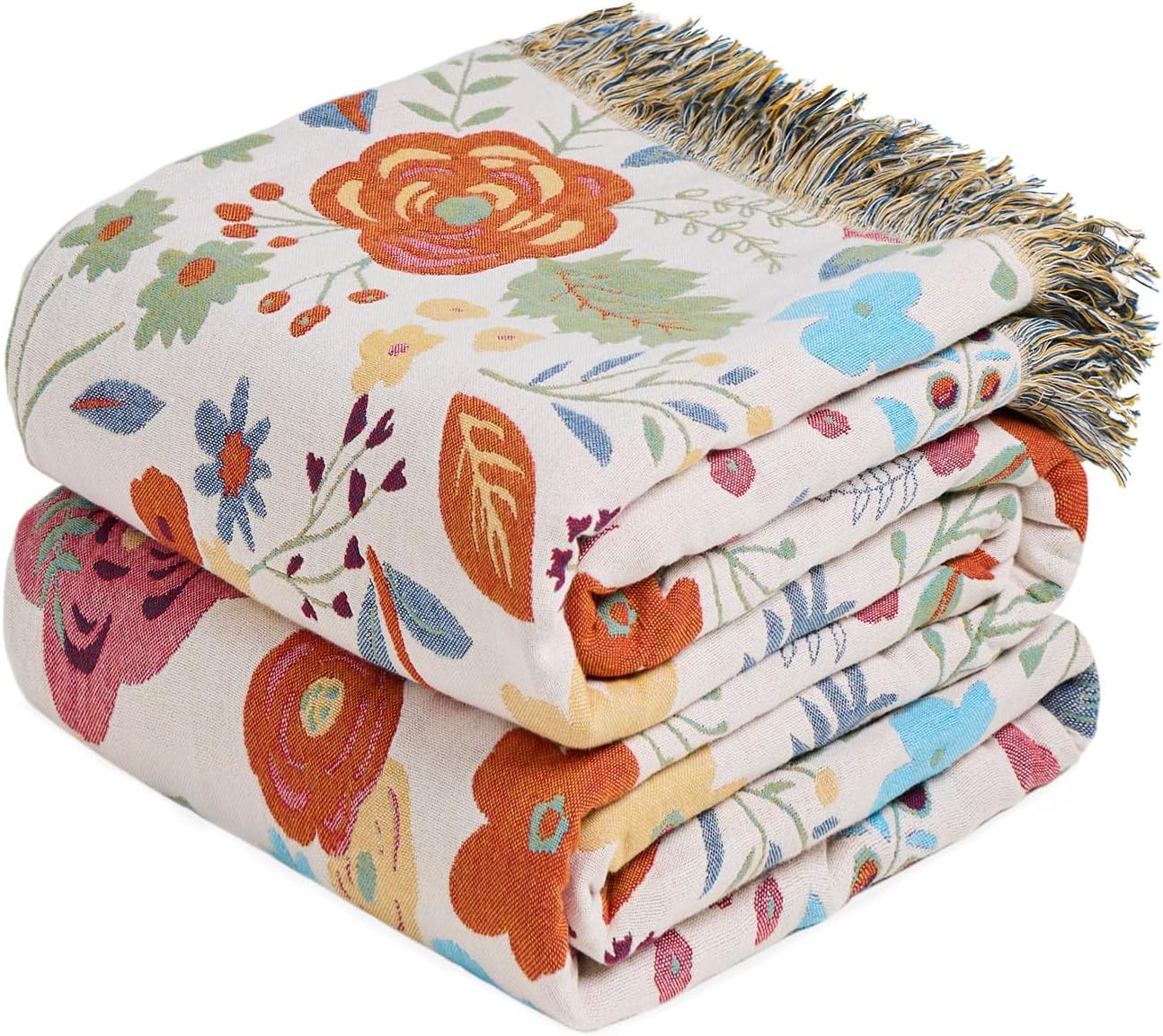 Boho Blue Throw Pillow — 60" — Various Flowers