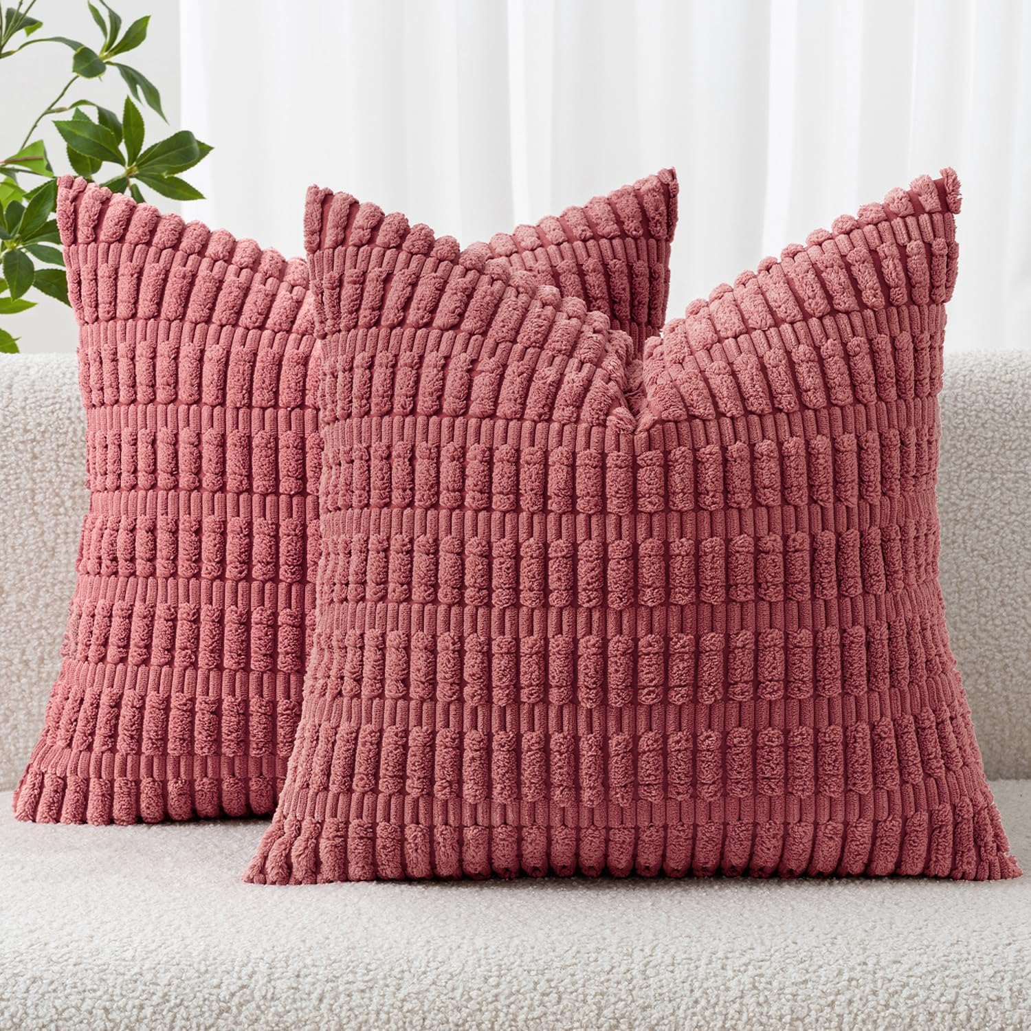 Boho Beige Throw Pillow Cover — 18" — 20" x 20" (Pack of 2)