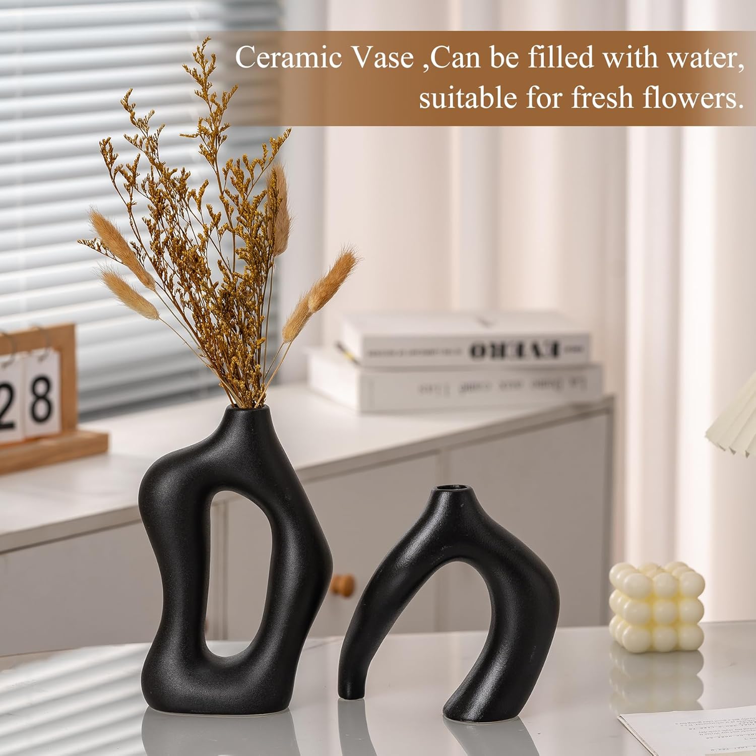 Modern White Flower Vase — Set of 2 - View 5