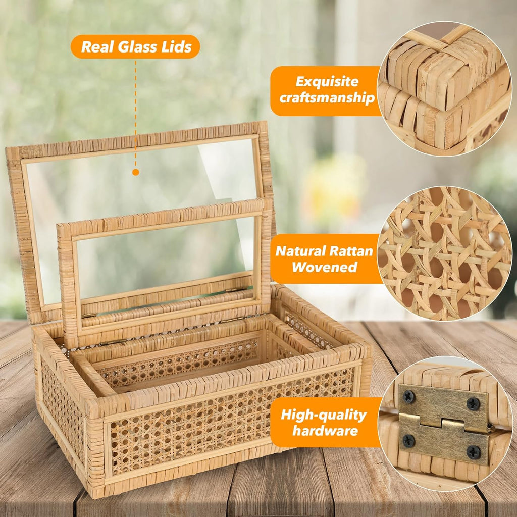 Handwoven Boho Glass Storage Bin — 15.55" - View 4