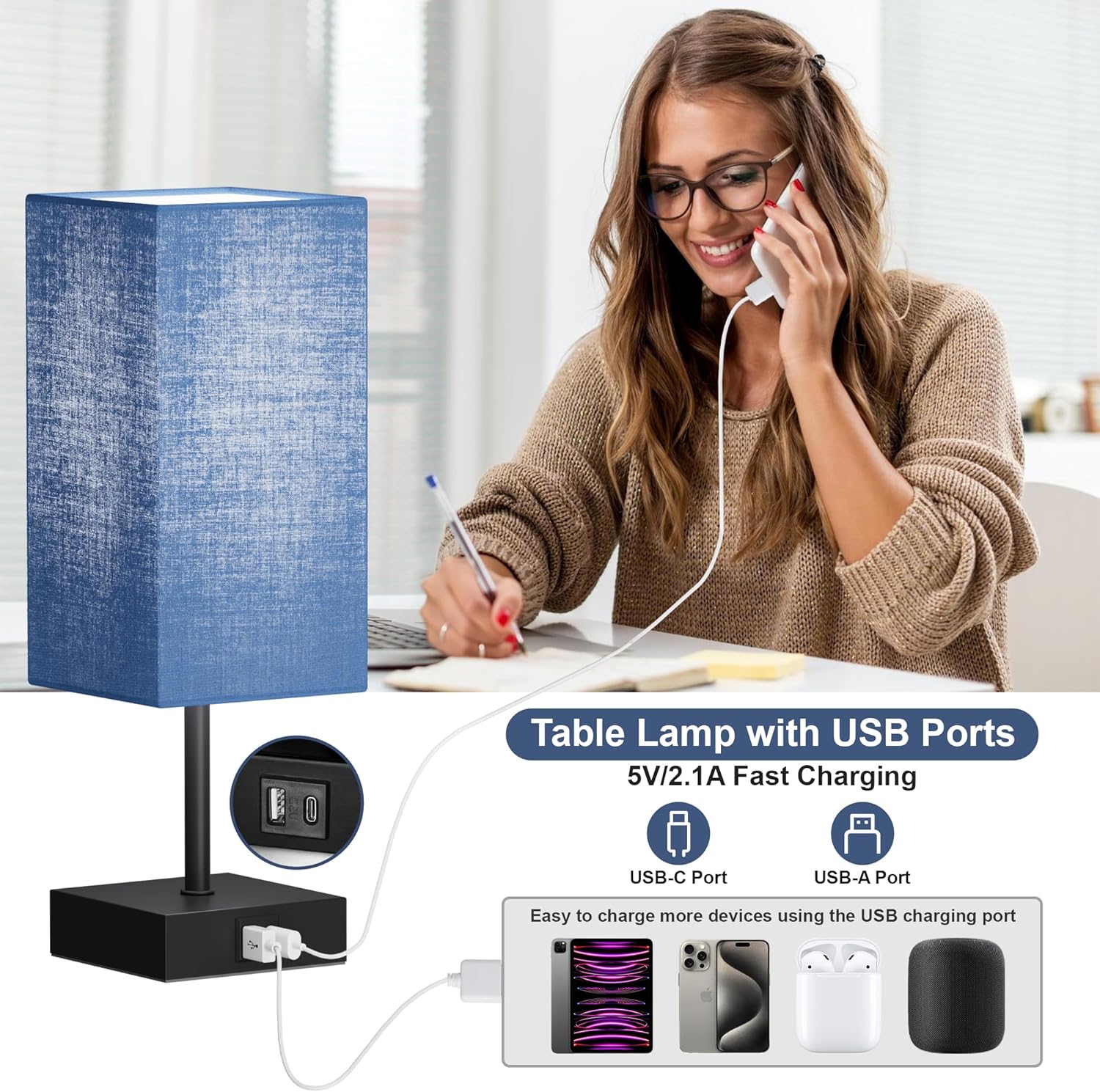 Dimmable Beige Table Lamp - View 3
