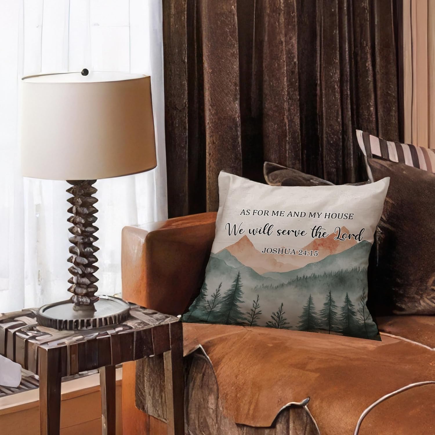 Boho Blue Throw Pillow Cover — 18x18 - View 2