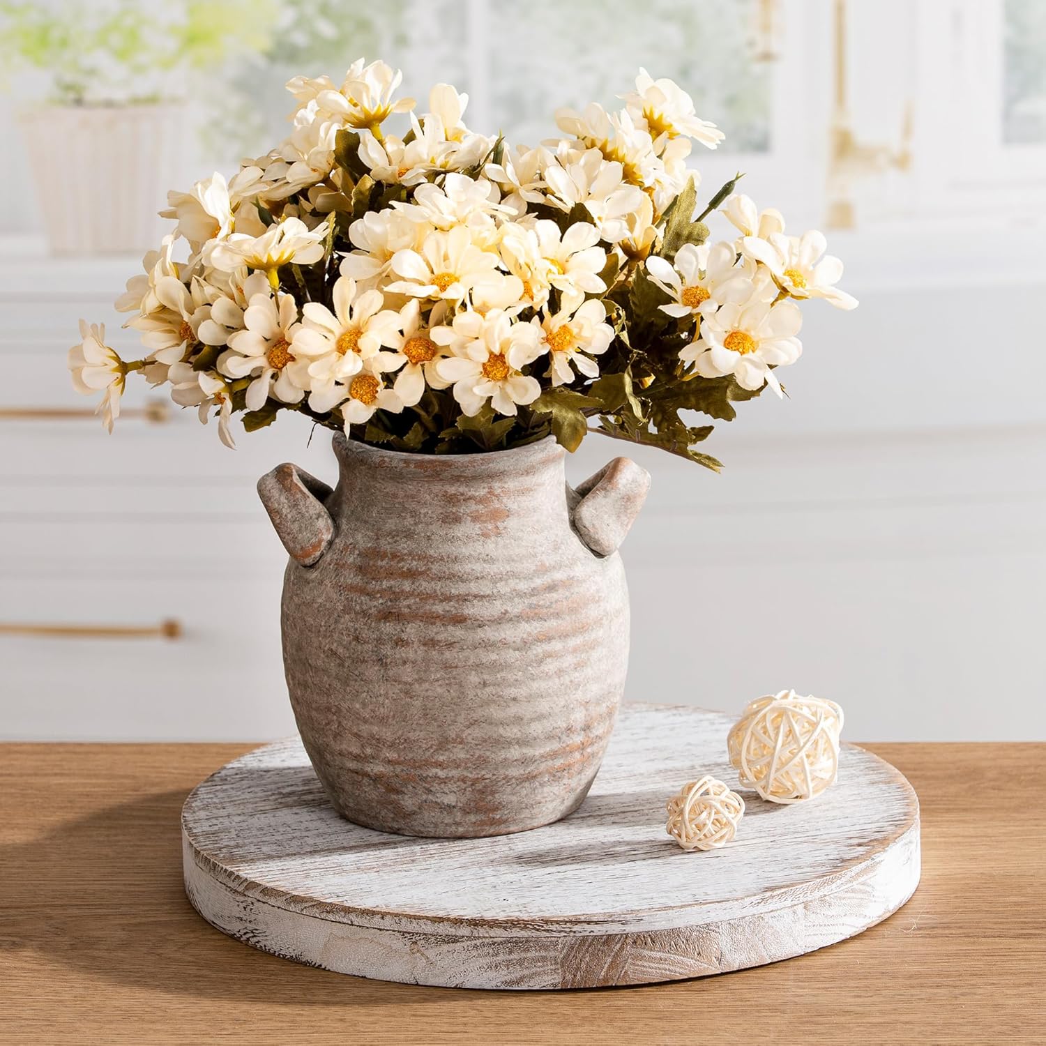 Vintage Farmhouse Brown Flower Vase — 6" — 6" Retro