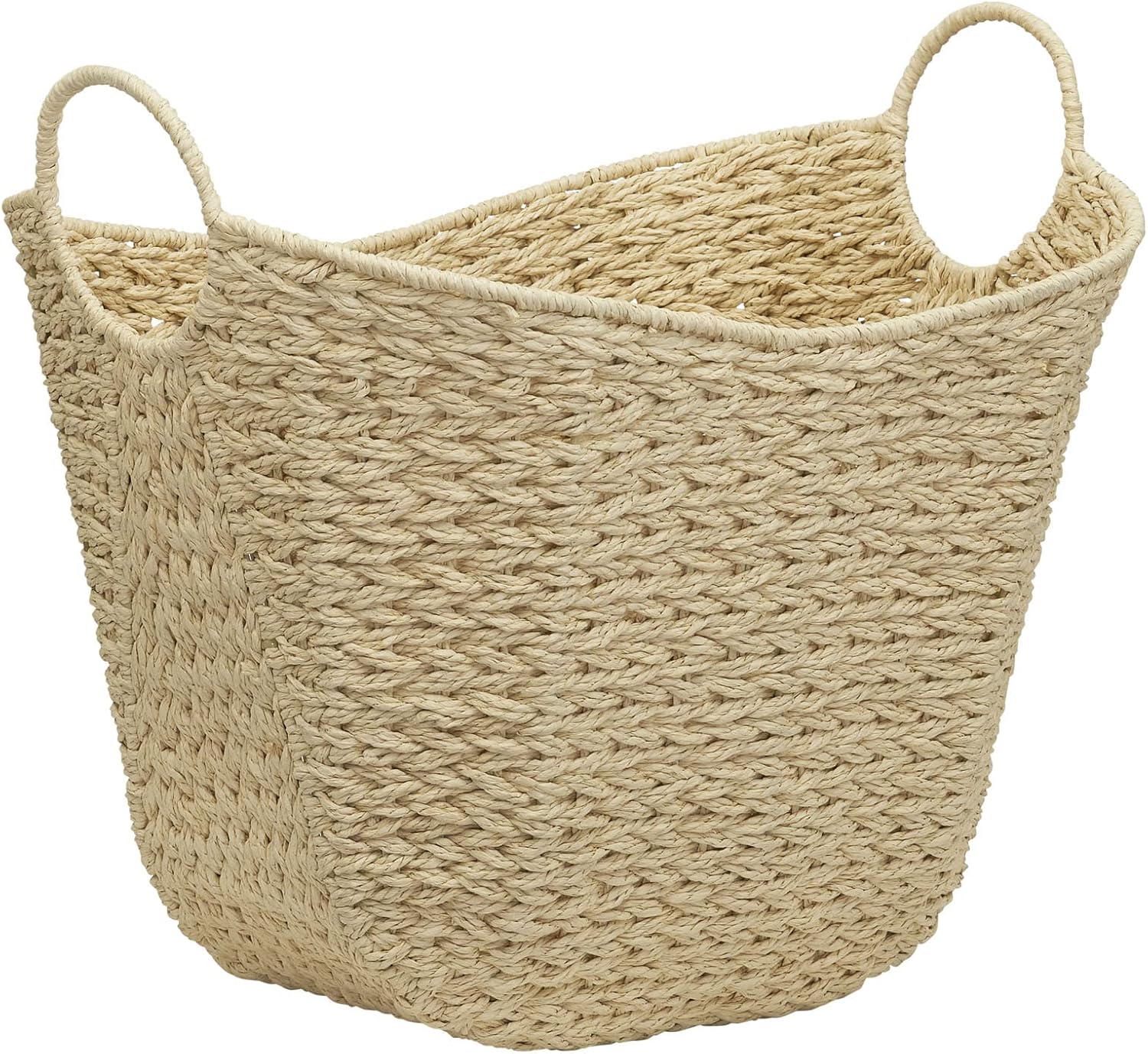 Boho Beige Storage Basket — White Paper Rope