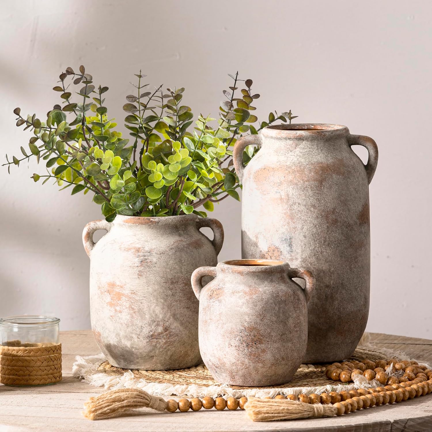 Vintage Farmhouse Brown Flower Vase — 7.6" - View 3
