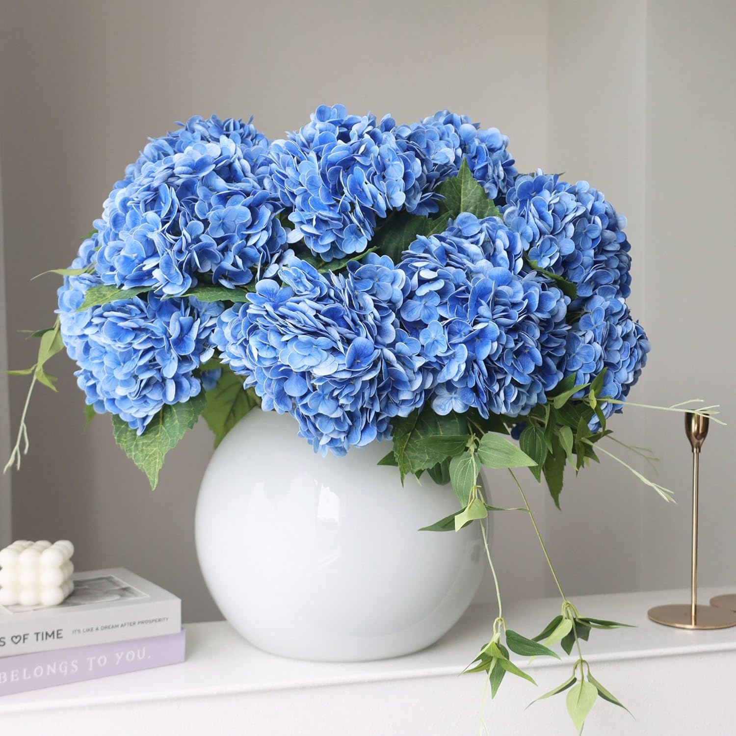 Blue Artificial Flowers — 21" — Navy Blue Hydrangea 4pcs