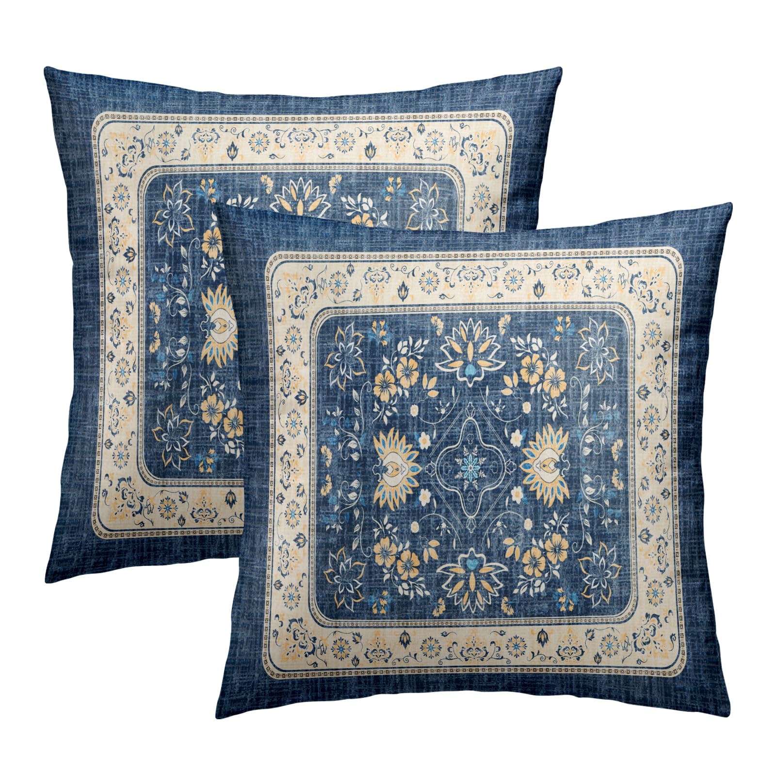 Boho Blue Throw Pillow Cover — 18"