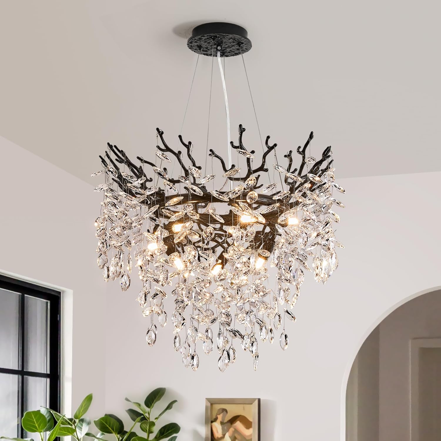 Round Luxe Black Chandelier — 6-Light — 23.62" Round