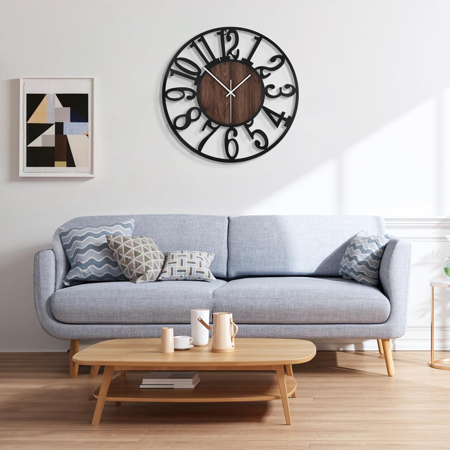 Battery Operated Modern Brown Wall Clock — 14" - View 5