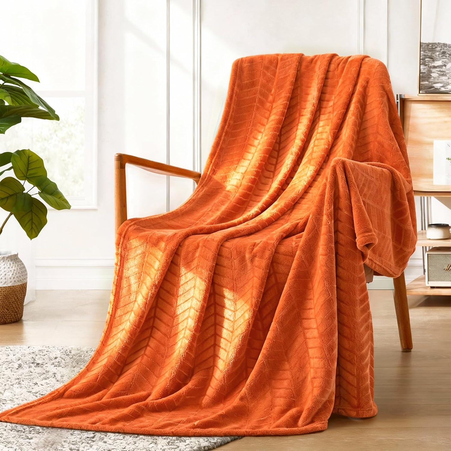 Brown Throw Pillow — 50" — Chevron-burnt Orange