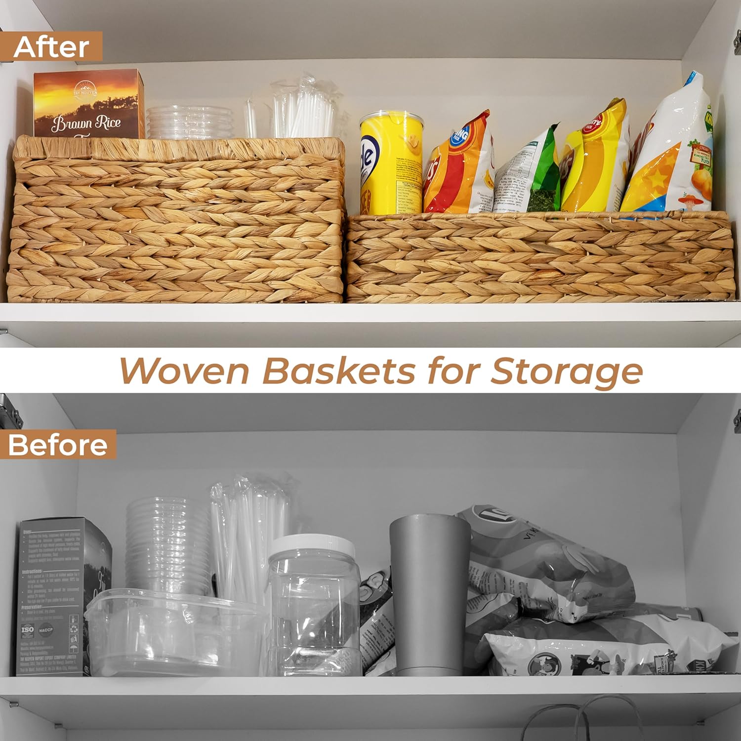 Handwoven Boho Rattan Storage Basket — 13.5" - View 5