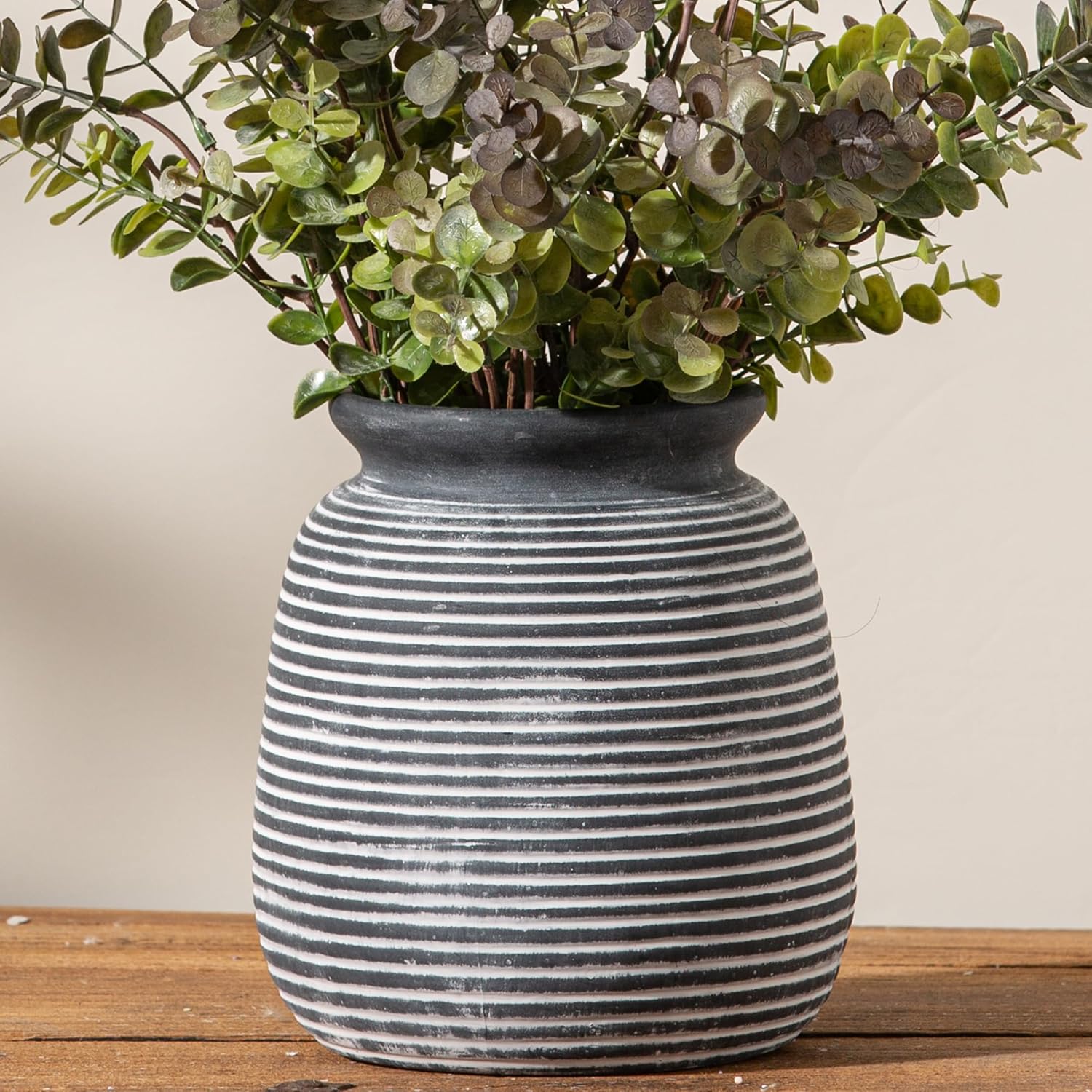 Farmhouse Black Flower Vase — 12.5" — 7.5“ H - Black