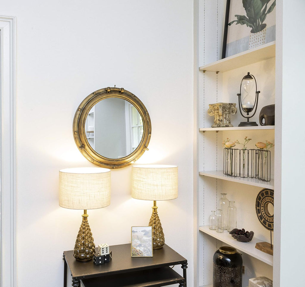 Round Luxe Brown Wall Mirror - View 3