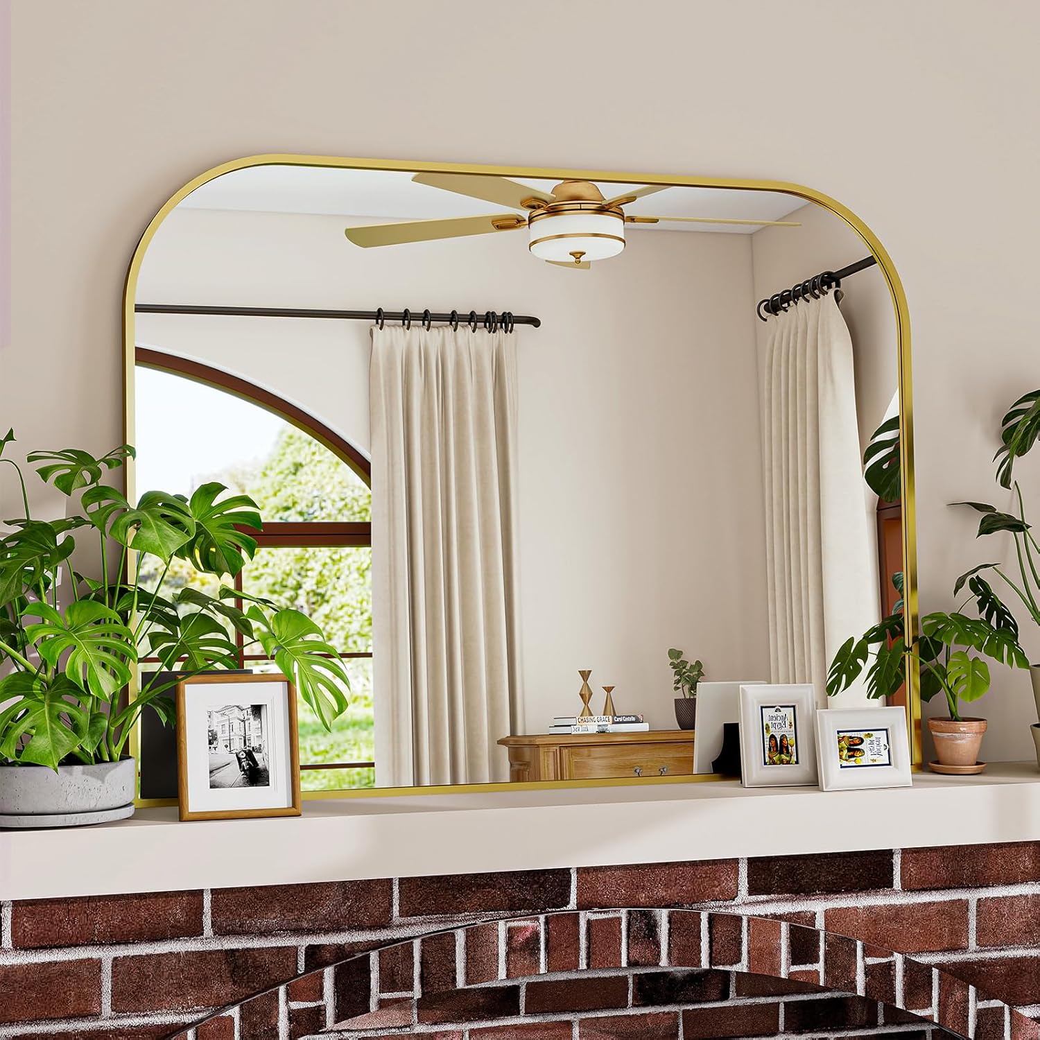 Framed Luxe Black Vanity Mirror — 30" — Gold