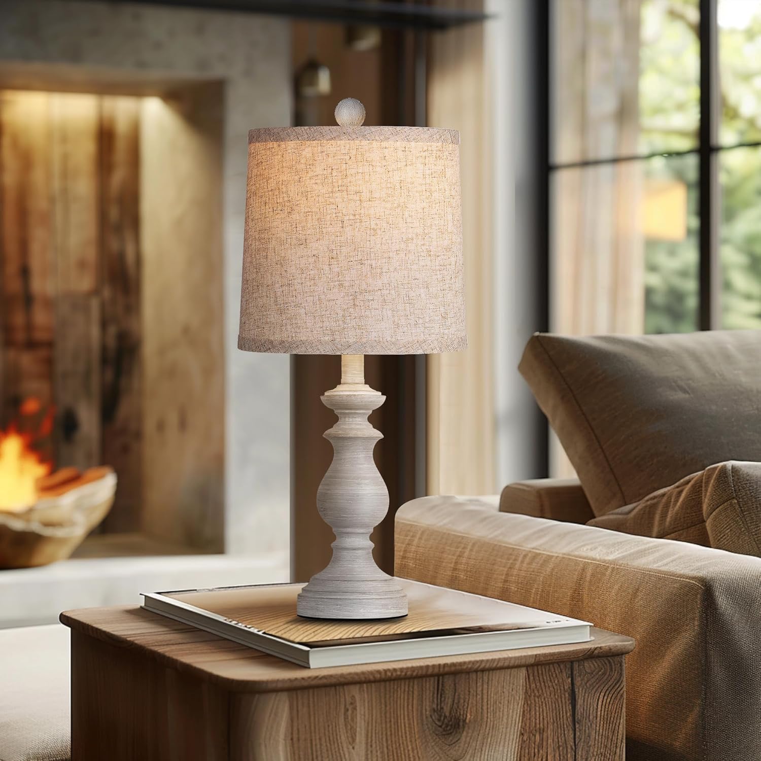 Linen Farmhouse Black Desk Lamp — 22" - View 6