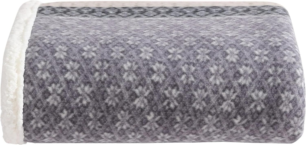 Oversized Beige Throw Pillow — 50" — Fair Isle Dark Steel