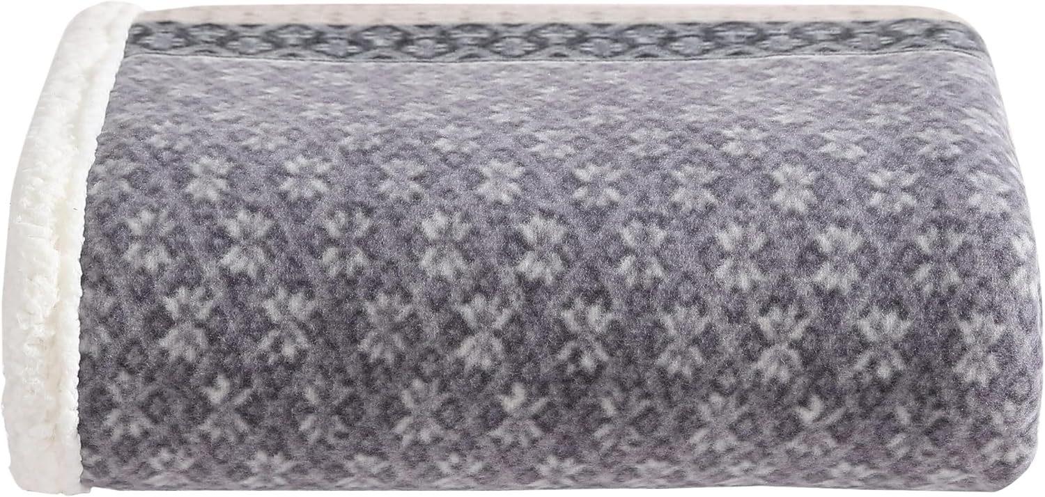 Oversized Beige Throw Pillow — 50" — Fair Isle Dark Steel
