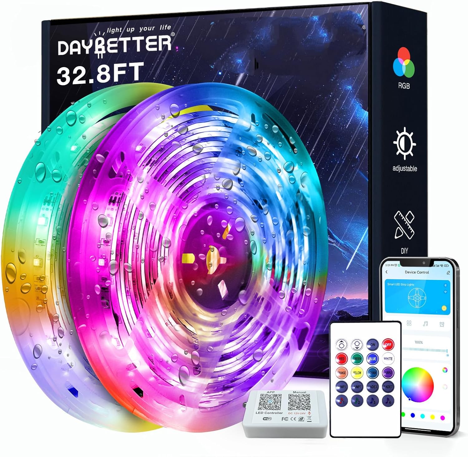 Color Changing Metal LED Strip Lights — 32.8ft