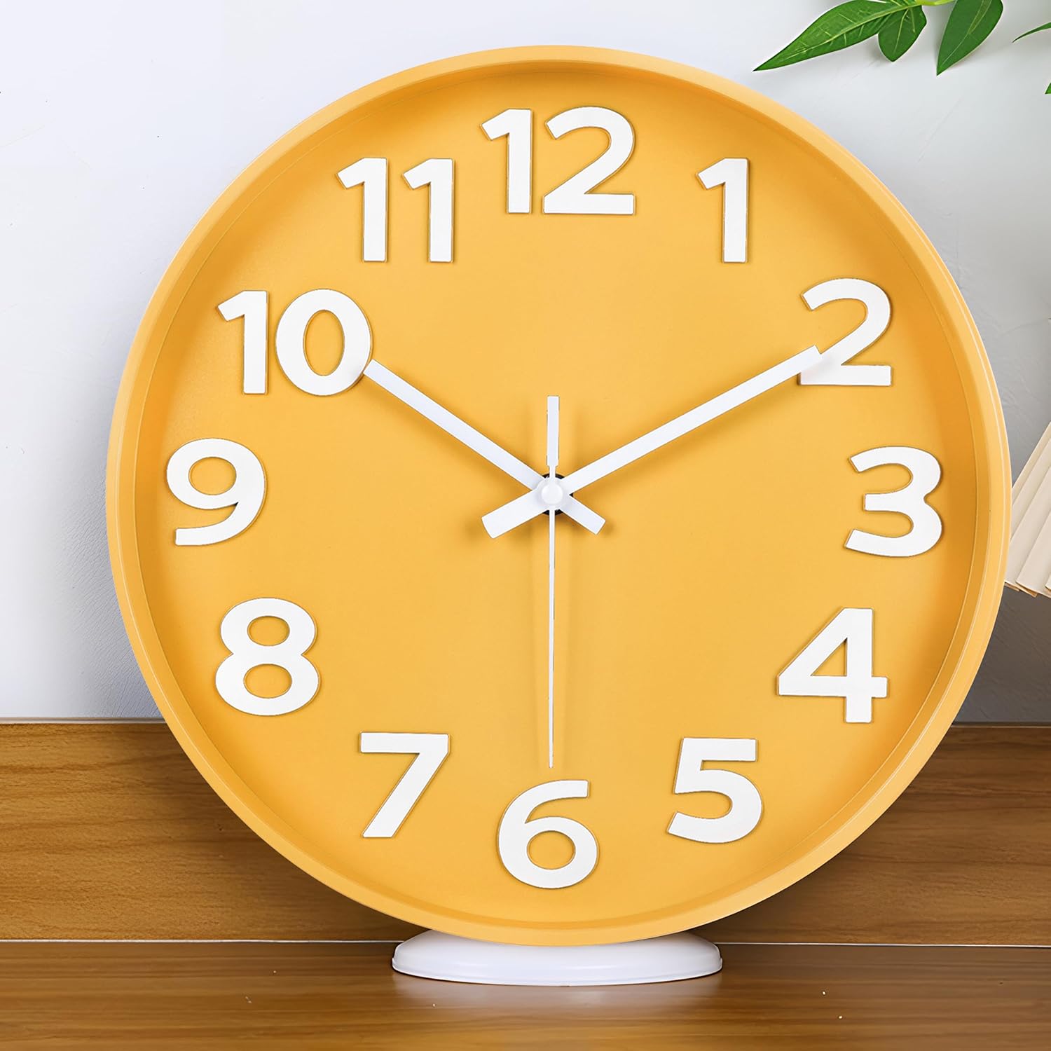 Modern Black Wall Clock — 12" — 12''yellow