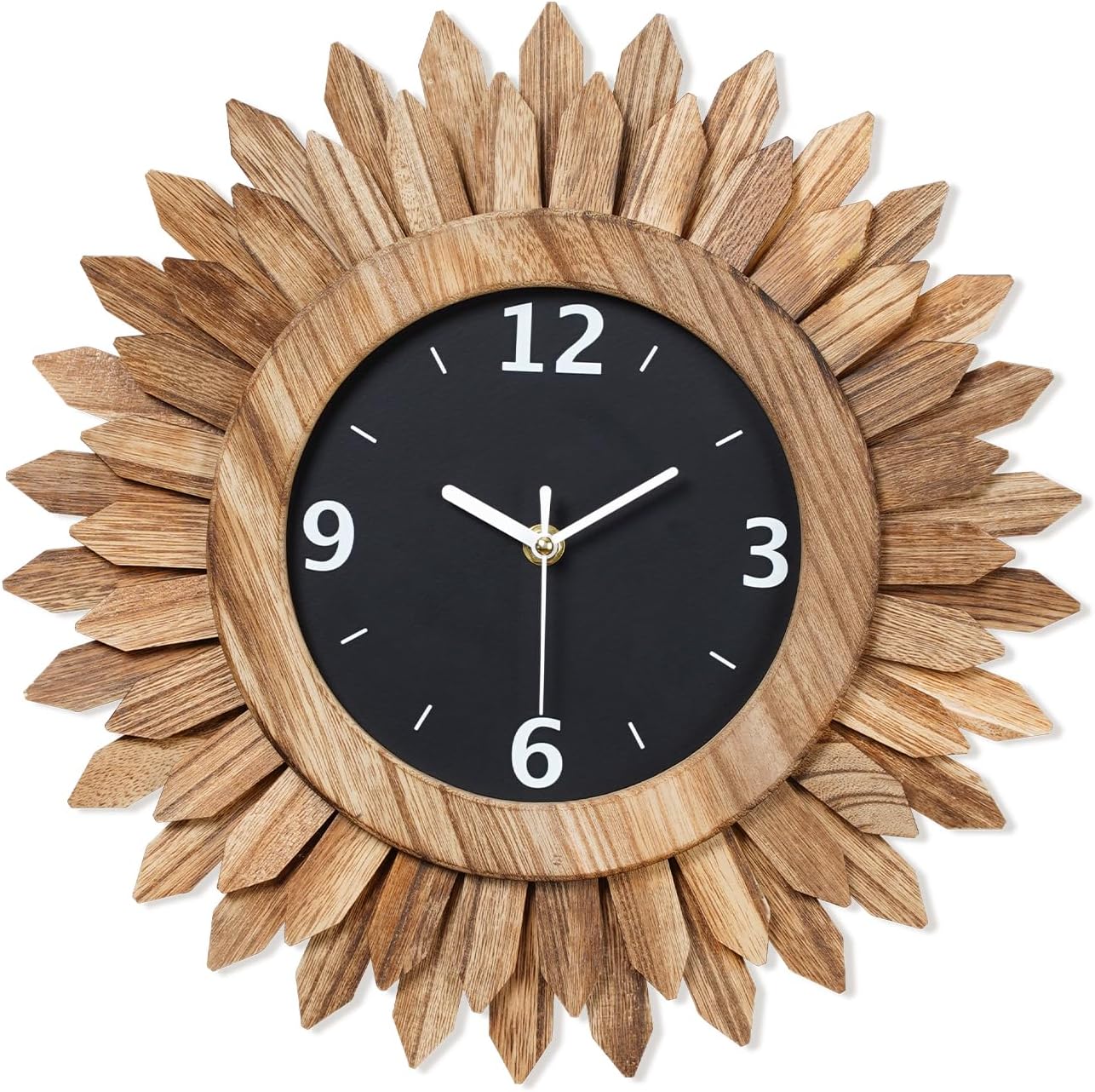 Battery Operated Boho Brown Wall Clock — 21" — Rustic Brown