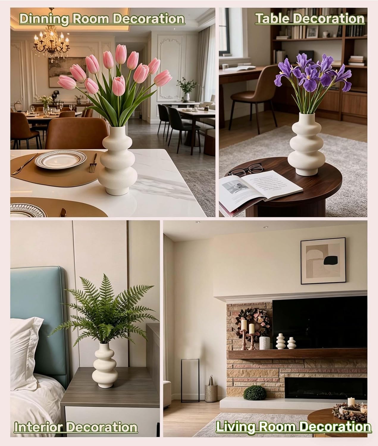 Round Boho White Flower Vase - View 6