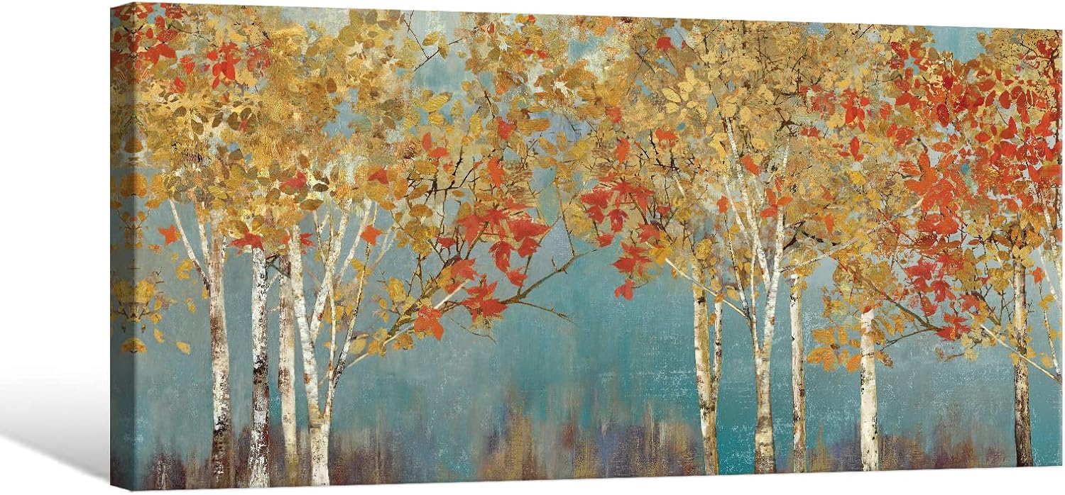 Black Canvas Wall Art — 36" — Autumn Forest