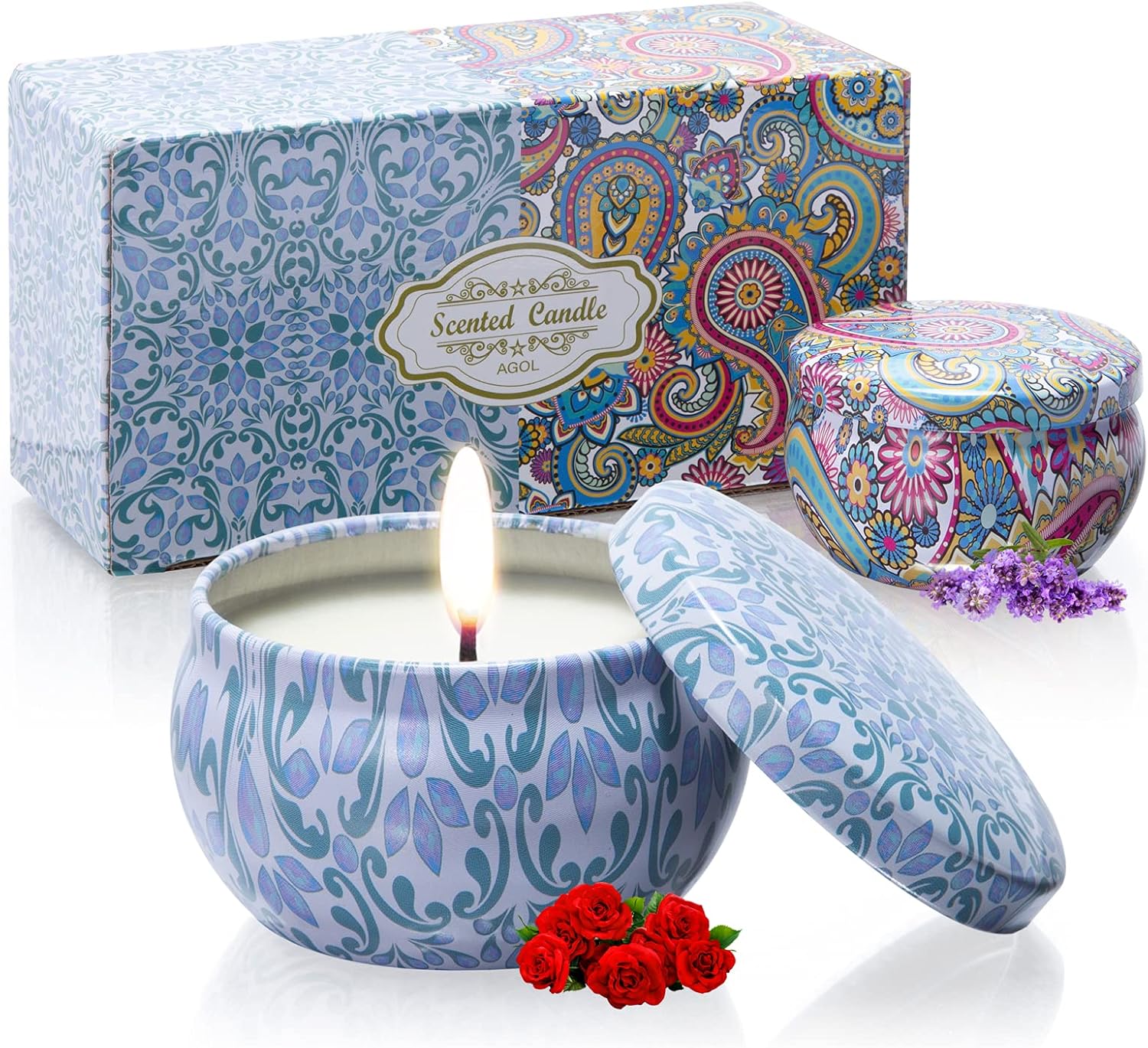 Soy Pink Scented Candle — Rose + Lavender