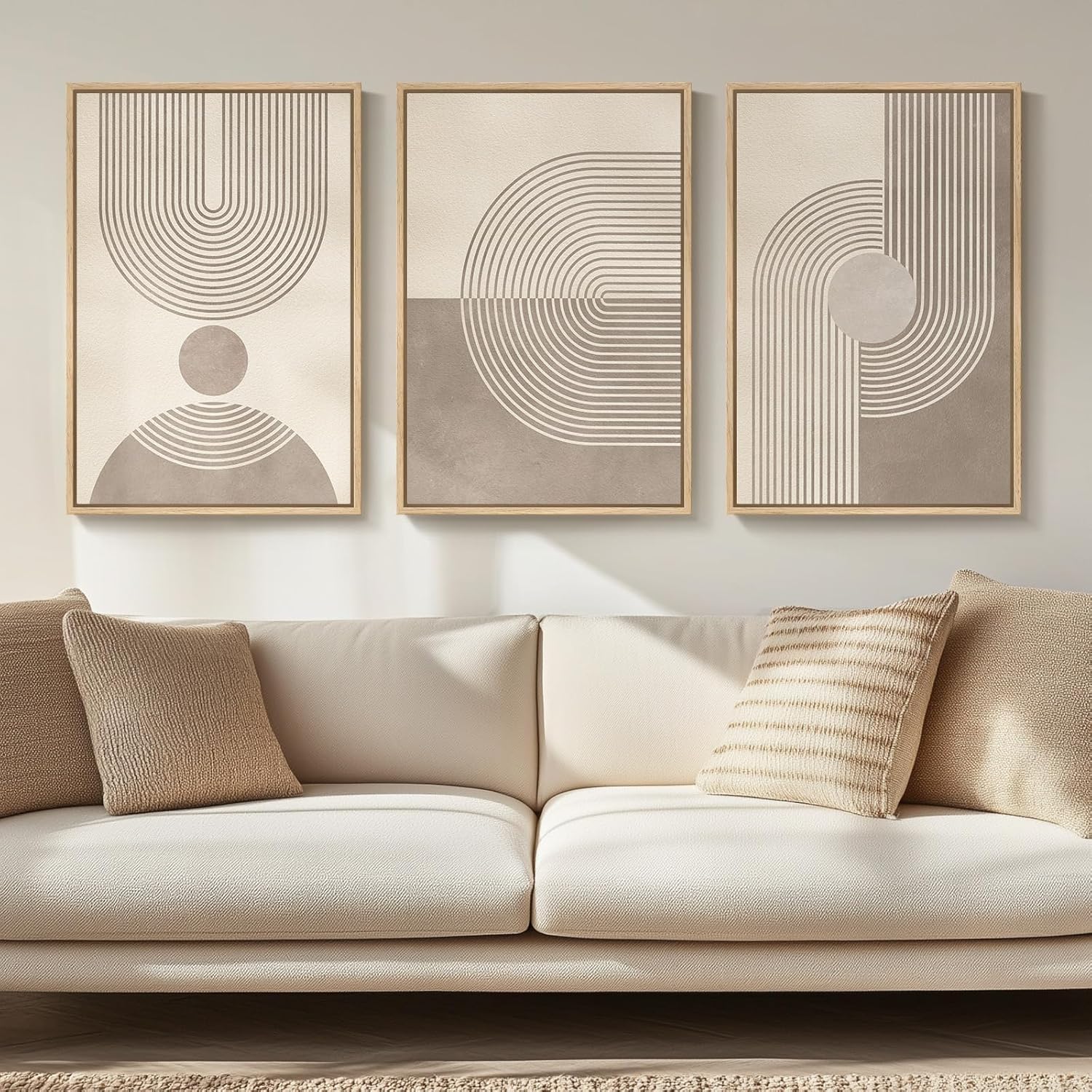 Framed Modern Beige Wall Decor — 24" — 16" W x 24" H x 3Pcs