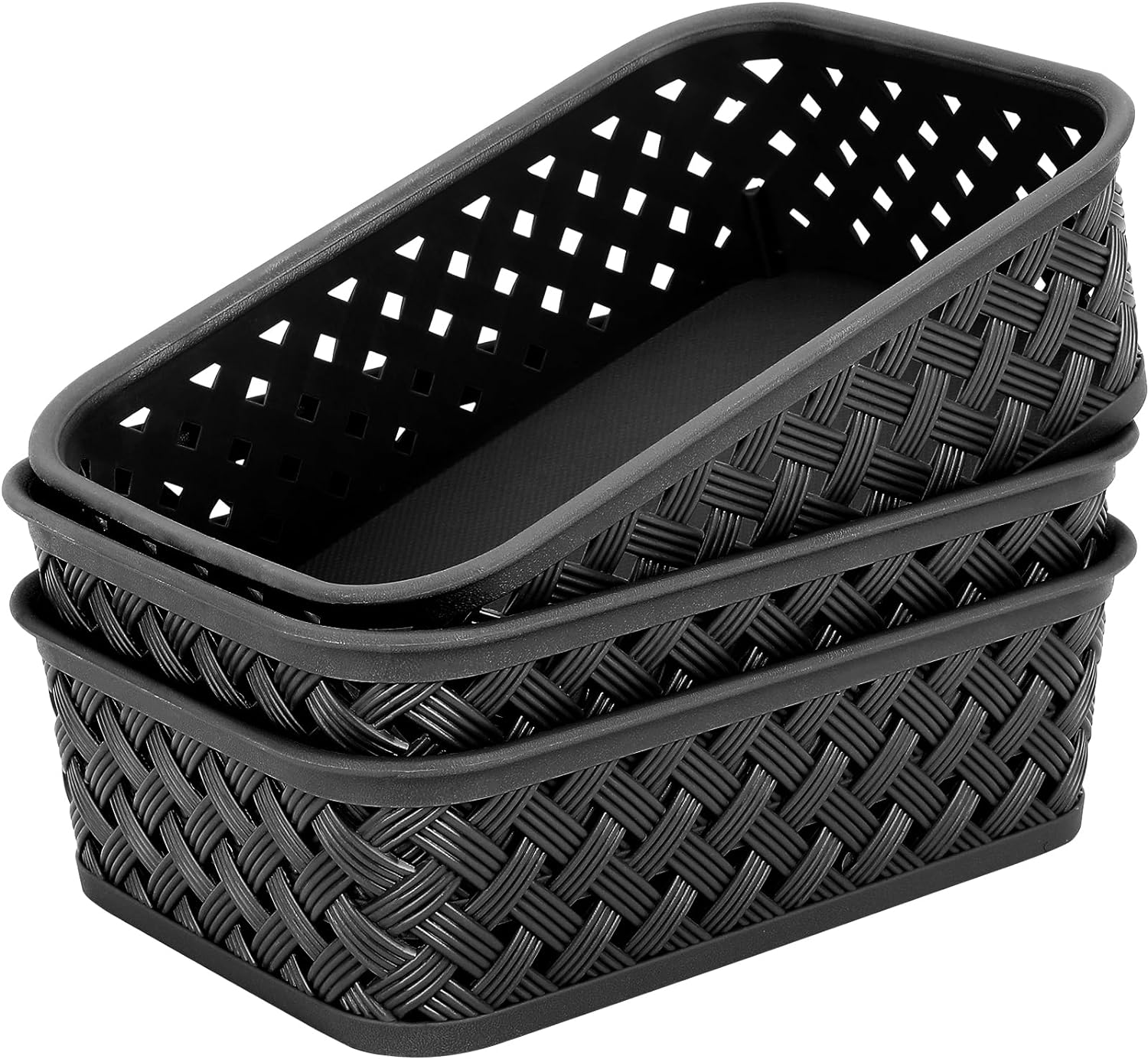 Boho Black Woven Basket — Small