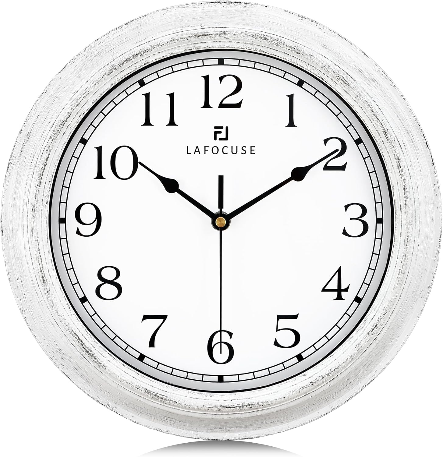 Battery Operated Farmhouse Brown Wall Clock — 12" — White