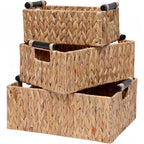 Handwoven Boho Wood Storage Bin