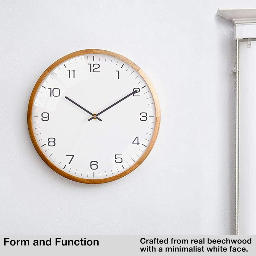 Battery Operated Modern White Wall Clock — 12" - View 2