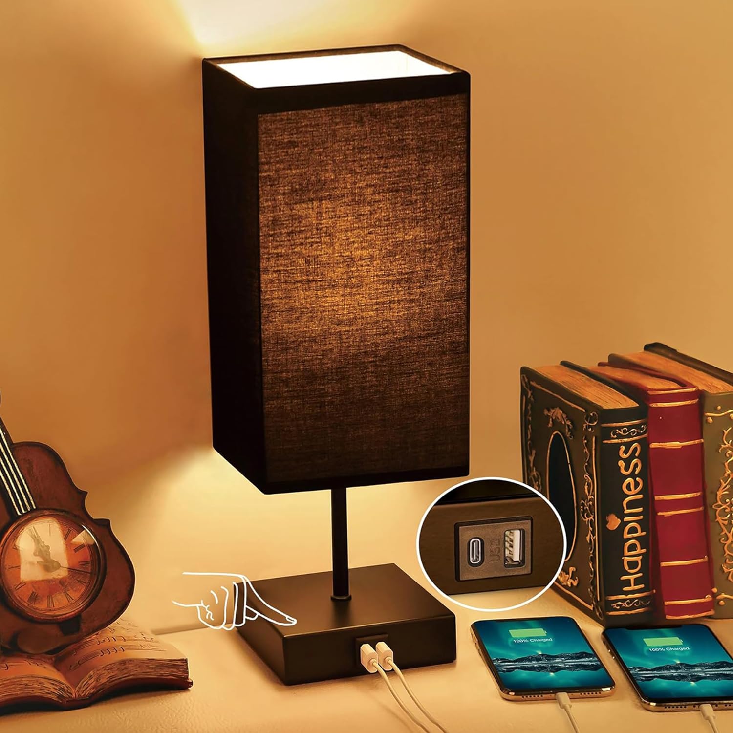 Dimmable Beige Table Lamp — Black