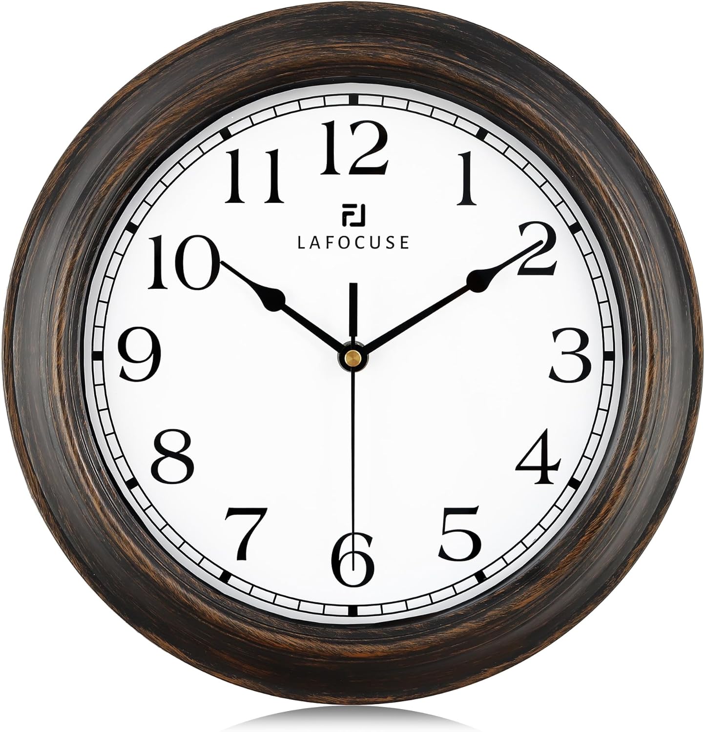 Battery Operated Farmhouse Brown Wall Clock — 12" — Bronze
