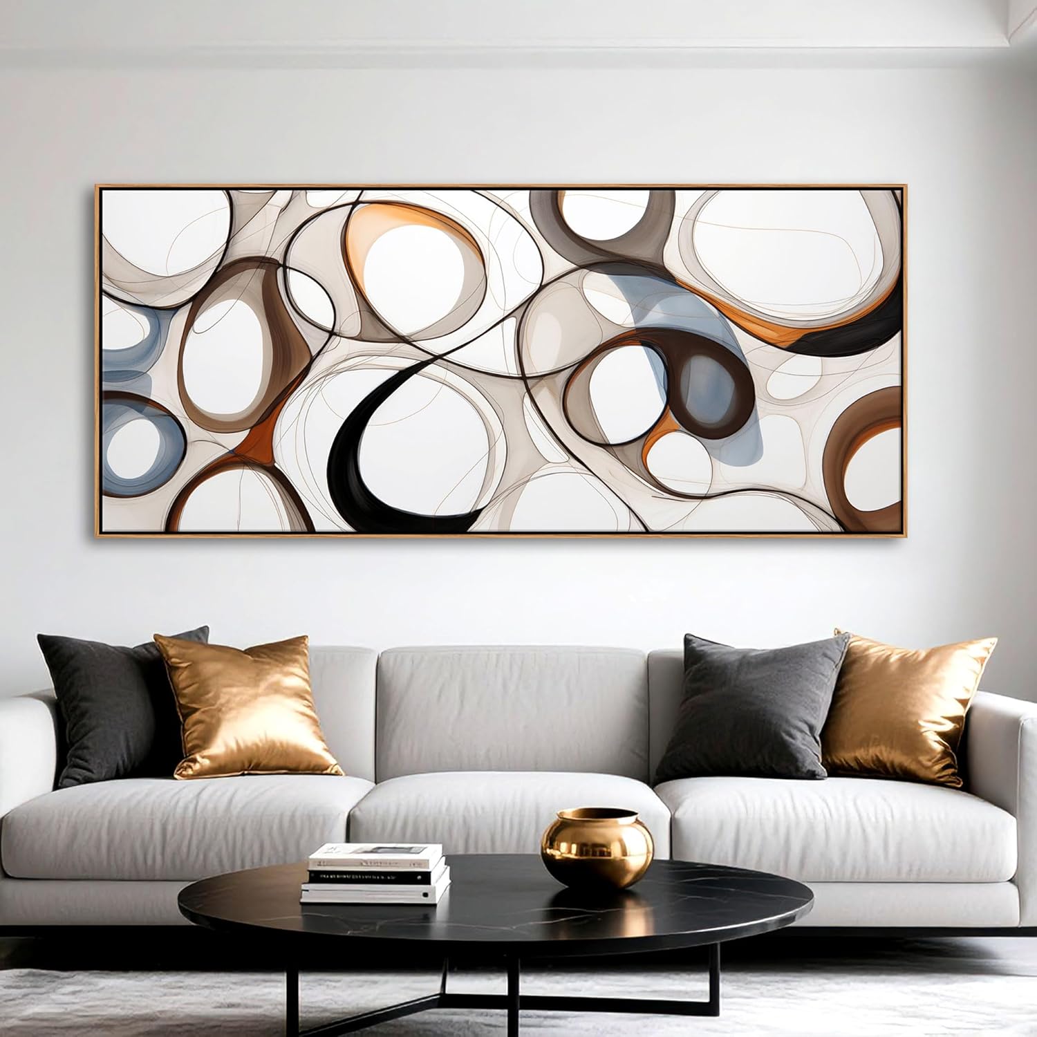 Framed Modern Black Canvas Wall Art — 48" — 70"L x 31"W