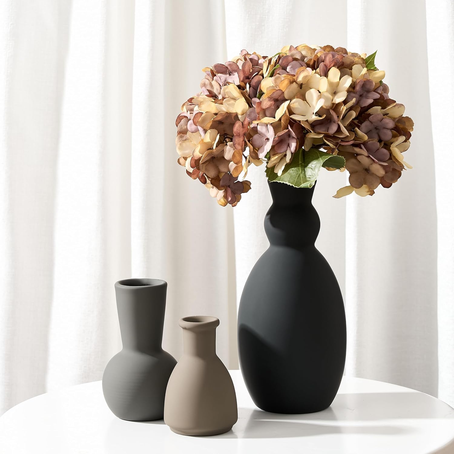 Farmhouse White Vase Set — Set of 3 — Multicolor ②- 3pcs