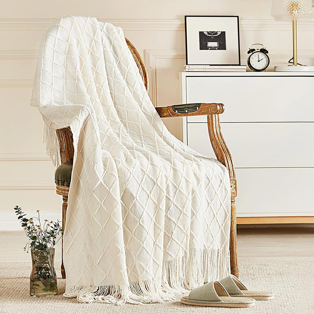 Boho Beige Throw Pillow — 50" — A(off White)