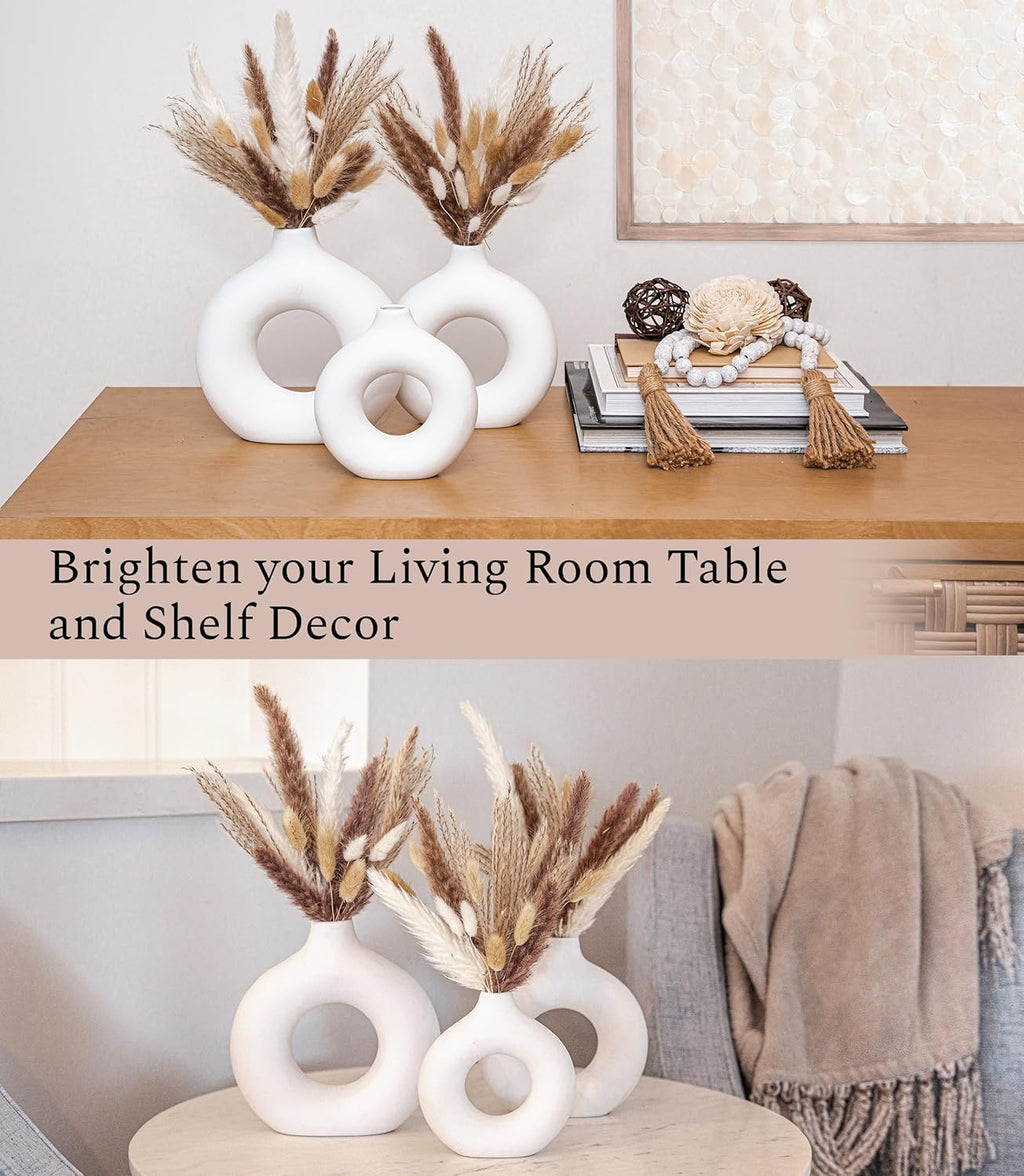 Round Boho Ceramic Vase — Set of 3 - View 4