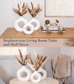 Round Boho Ceramic Vase — Set of 3 - View 4