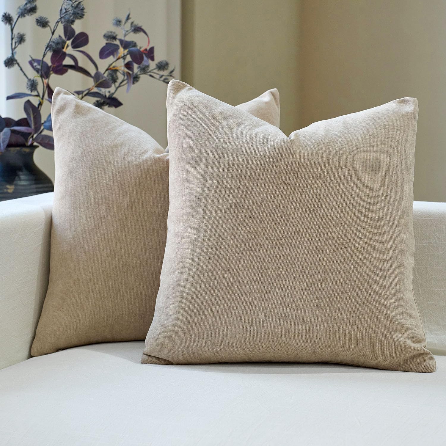 Linen Boho Beige Throw Pillow Cover — 20" — Neutral