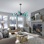 Mid-Century Black Chandelier — 8-Light - View 6